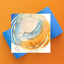 Cartão De Visita Quadrado Bela Compra orgânica Código QR Logotipo Dourado Pi