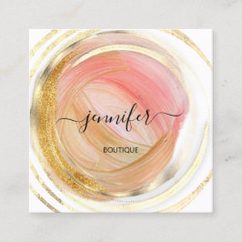 Cartão De Visita Quadrado Bela Compra orgânica Código QR Rosa de logotipo Pi