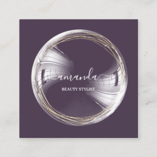 Cartão De Visita Quadrado Bela profissional Maqueamento Logotipo Borracha