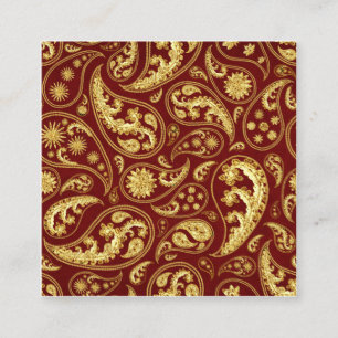 Cartão De Visita Quadrado Belamente Étnica Inspirada no Padrão Dourado Verme