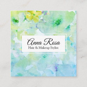 Cartão De Visita Quadrado *~* Beleza Azul de Turquesa Floral Popular Chic