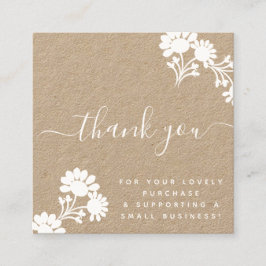 Cartão De Visita Quadrado Beleza Boutique Obrigado Script Kraft