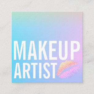 Cartão De Visita Quadrado Beleza de maquiagem roxa-rosa-rosa-moderna