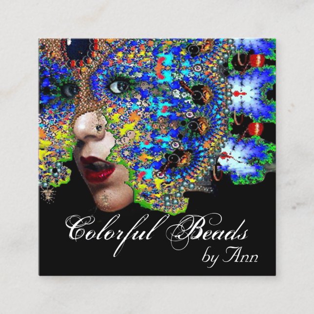 Cartão De Visita Quadrado Beleza EPHEMERAL, Moda, Cosméticos, Artista Makeup (Frente)