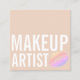 Cartão De Visita Quadrado Beleza moderna da maquiagem bege