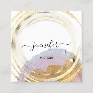 Cartão De Visita Quadrado Beleza Orgânica Compro QR Código Logotipo Dourado