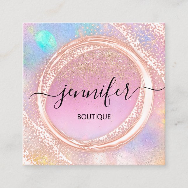 Cartão De Visita Quadrado Beleza Profissional Compra Bela Brilhante Brilhant (Frente)