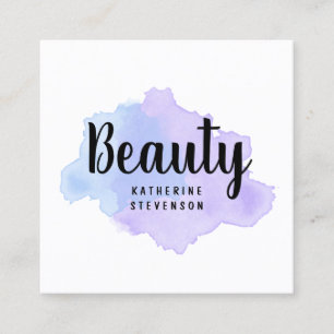 Cartão De Visita Quadrado Beleza roxa & azul moderna elegante da aguarela