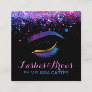 Cartão De Visita Quadrado Beleza Salon Makeup Artist Brows Lash Extensions