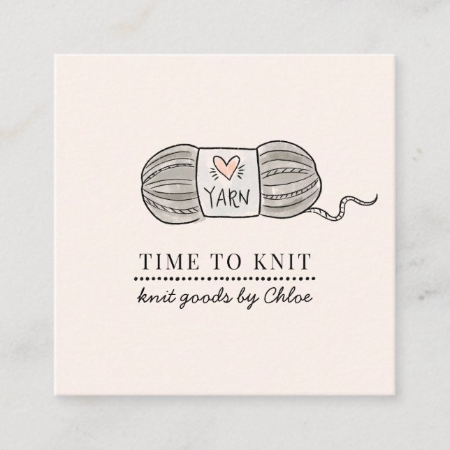 Cartão De Visita Quadrado Bens de Knit feitos à mão (Frente)