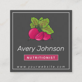 Cartão De Visita Quadrado Beterraba Orgânica Fresca Cinzas Nutricionais de C