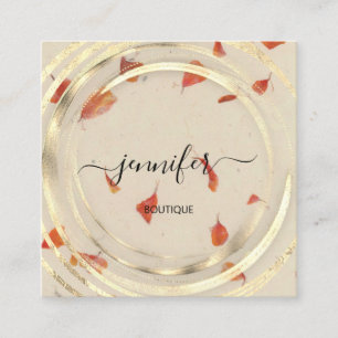 Cartão De Visita Quadrado Bio Compro Biológico Dourado Logotipo QRCode Belez