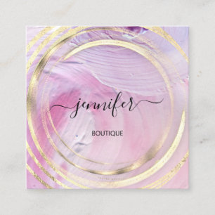 Cartão De Visita Quadrado Bio orgânico Bio Compro QR Logotipo Sabão Rosa Ros