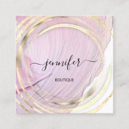 Cartão De Visita Quadrado Bio orgânico Bio Compro QR Logotipo Sabre Rosa Dou