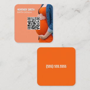 Cartão De Visita Quadrado Birth Doula Custom QR
