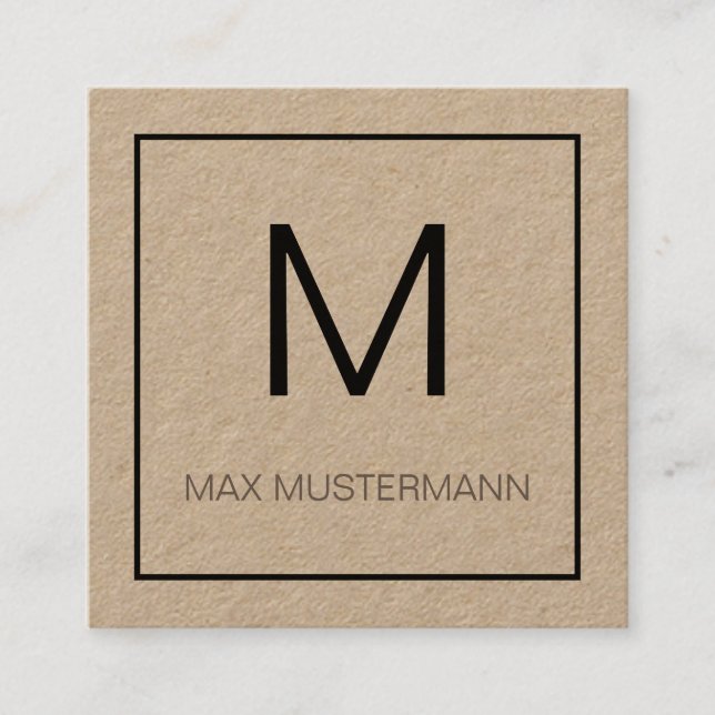 Cartão De Visita Quadrado Black and monograma White (Frente)