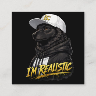 Cartão De Visita Quadrado Black Anime Dog Streetwear Art | I'm Realistic