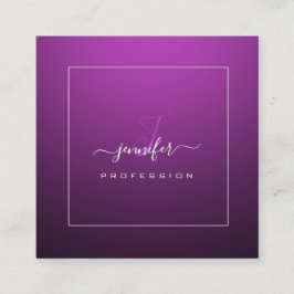 Cartão De Visita Quadrado Black Berry Pink Roxo Monograma Nome Mídia Social