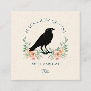 Cartão De Visita Quadrado Black Crow Floral