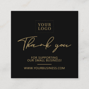 Cartão De Visita Quadrado Black & Gold   Embalagem de Logotipo Comercial Obr