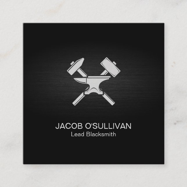 Cartão De Visita Quadrado Blacksmith Iron Works Metal (Frente)
