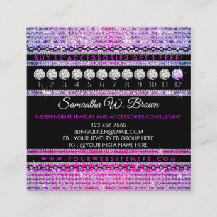 Cartão De Visita Quadrado Bling Jewelry Glitz Glam Luxury Diamond