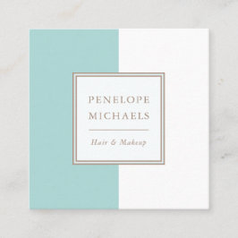 Cartão De Visita Quadrado Bloco de Cor Azul e Branco da Tendência