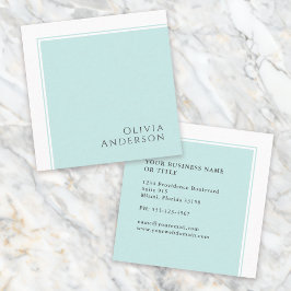Cartão De Visita Quadrado Bloco de Cores Mínimo de Aqua Simples Elegante