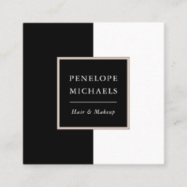 Cartão De Visita Quadrado Bloco de cores preto e branco