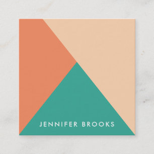 Cartão De Visita Quadrado Bloco moderno da cor da cerceta alaranjada lisa