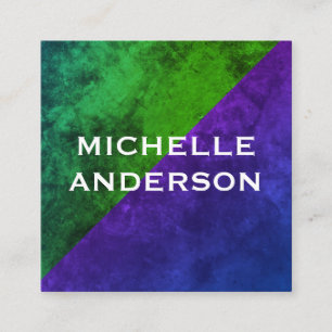 Cartão De Visita Quadrado Blocos roxos verdes modernos da cor
