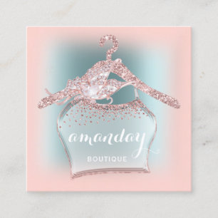 Cartão De Visita Quadrado Blogueiro Boutique de Rosa cor rosa azul