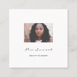 Cartão De Visita Quadrado Blogueiro de Planejador de Eventos de Foto Branco 