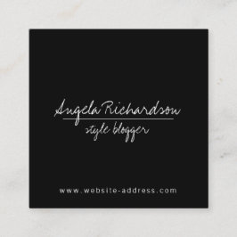 Cartão De Visita Quadrado Blogueiro Único e Minimalista Preto