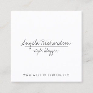 Cartão De Visita Quadrado Blogueiro Único Minimalista Manuscrito, Sylist