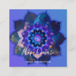 Cartão De Visita Quadrado Blue Lotus Mandala