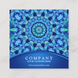 Cartão De Visita Quadrado Blue Sea Jewel Mandala
