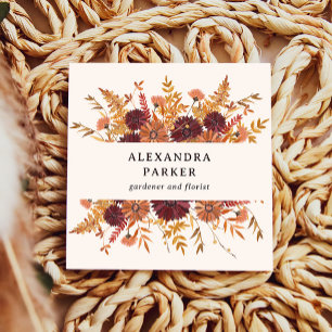 Cartão De Visita Quadrado Blush Boho Wildflower