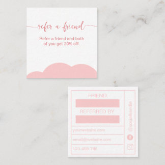Cartão De Visita Quadrado Blush pink and white Referrel Loyalty card