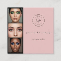 Blush Pink Modern Photo Makeup 3 Photo Square