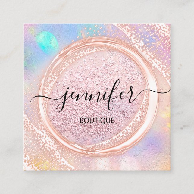 Cartão De Visita Quadrado Blush Rosa de Bela Bela Comprada Profissional (Frente)