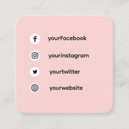 Cartão De Visita Quadrado Blush Rosa Mídia Social | Prazer em Conhecê-lo Des