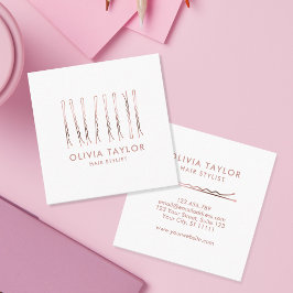 Cartão De Visita Quadrado Bobby Pins Hair Stylist Hair Salon Hairdresser