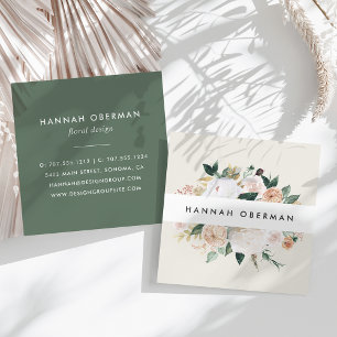 Cartão De Visita Quadrado Boho Blooms Watercolor Floral