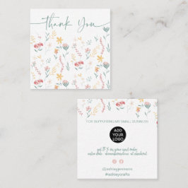 Cartão De Visita Quadrado Boho editável para obrigado de pedido de padrão fl