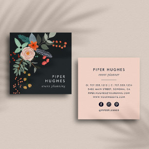 Cartão De Visita Quadrado Boho Floral