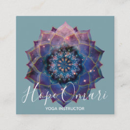 Cartão De Visita Quadrado Boho Nebula Bloom | Desenho de Mandala