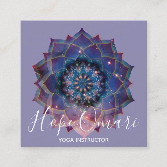 Cartão De Visita Quadrado Boho Nebula Mandala, Mística (Frente)