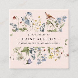 Cartão De Visita Quadrado Boho Watercolor Primavera Wildflower