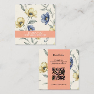 Cartão De Visita Quadrado Boho Watercolor Wildflower Thank you card